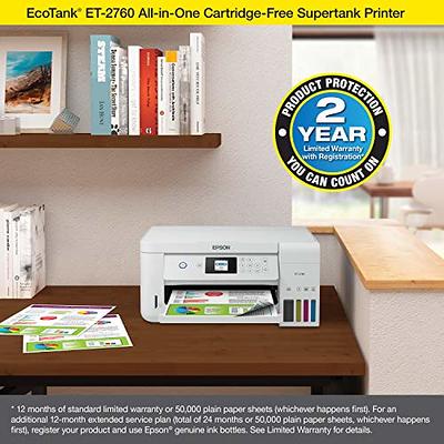 Epson EcoTank ET-4760 Wireless Color All-in-One Cartridge-Free Supertank  Printer with Scanner, Copier, Fax, ADF and Ethernet - Black