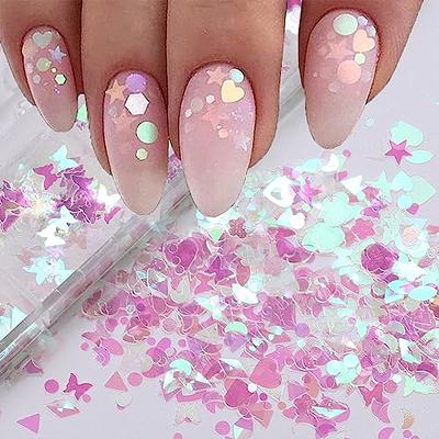 12 Grids Love Heart Nail Art Slices Sequins for Nail Design Valentines 3D  Nail Charms Heart Shape Candy Colors Flakes Nail Decorations Manicure DIY