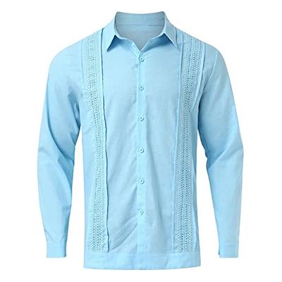  Mens Casual Button Down Long Sleeve Cotton Linen Dress