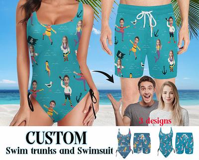 Custom Text Personalized Swimwear. Custom Swimsuit. Bathing Suit