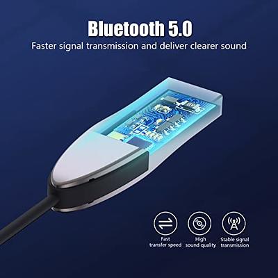 Aux to Bluetooth Receiver for Car - SOOMFON Bluetooth 5.1 Adapter 3.5 mm  Bluetooth Adapter for Car with Built-in Microphone for Hands-Free Car Kits