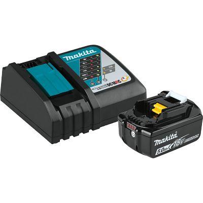 Makita 18-Volt LXT Lithium-Ion Battery and Rapid Optimum Charger Starter  Pack (5.0Ah) with bonus 18V LXT Battery 5.0Ah BL1850BDC2B1850 - The Home  Depot