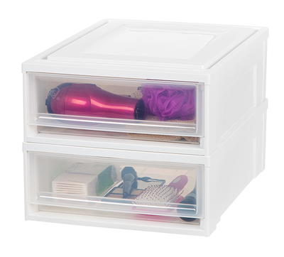 IRIS White Stackable Plastic Storage Drawer 7-in H x 15.75-in W x