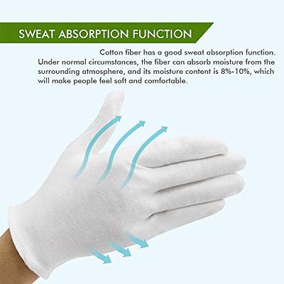 12Pairs White Cotton Gloves for Eczema and Dry Hands - Breathable Work  Glove Liners - Moisturizing SPA Soft Jewelry Inspection Gloves - Stretchy  Fit