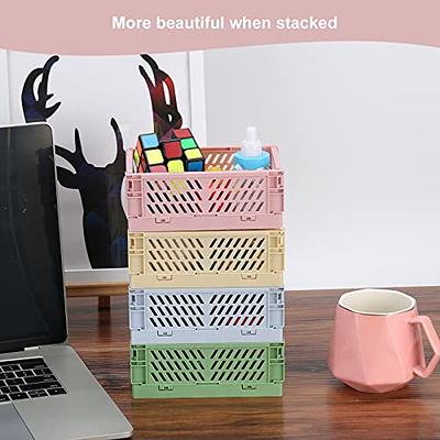 Mini Baskets Shelf Stacking Folding Crate Bin for Bedroom Small