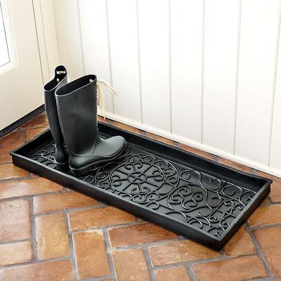 Black Metal Boot Tray with Diamond Coir and Rubber Insert 