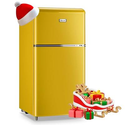 WANAI Compact Refrigerator 3.2 Cu.Ft Retro Dual Door Mini Fridge