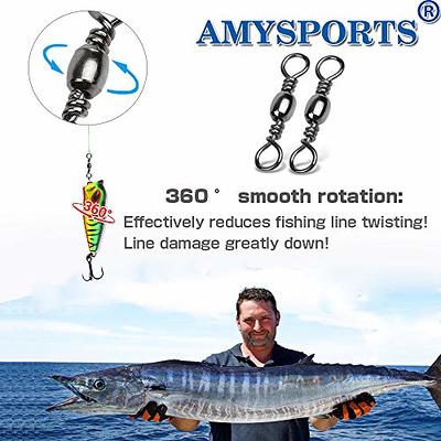 AMYSPORTS High Strength Fishing Swivels Barrel Solid Ring Barrel