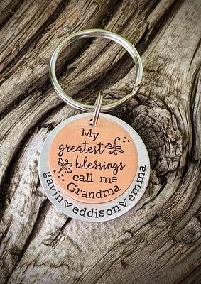 Engraved Personalized Grandma Keychain, Abuela Wood Key Chain