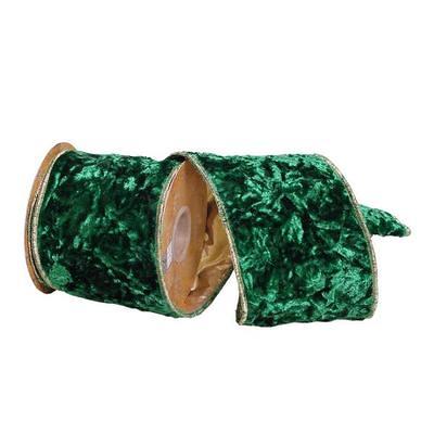 Farrisilk 2.5 X 10 YD Emerald Green Velvet Sparkle Wired Ribbon