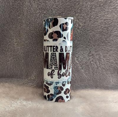 Black Glitter Cheetah Print Reusable Cold and Iced Coffee Cup Gift