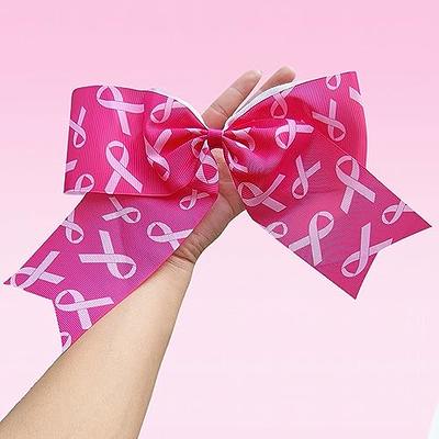 Pink Ribbon Hair Ribbon for Girl Women 8'' Breast Cancer Elastic Hair Ties Breast  Cancer Awareness