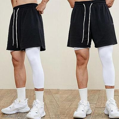 We Ball Sports Athletic Men's Single Leg Sports Tights  One Leg Compression  Base Layer Leggings for Men (3/4, Black) 