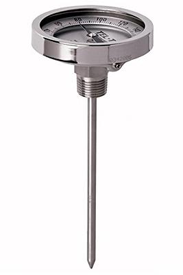 Winters TBM Series Stainless Steel 304 Single Scale Bi-Metal Thermometer,  4 Stem, 1/2 NPT Fixed Center Back Mount Connection, 3 Dial, 0-250 F Range