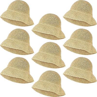 Ramede 9 Pieces Womens Floppy Straw Sun Hat Summer Beach Bucket Hat  Foldable Crochet Fishing Hat for Girls Outdoor(Beige) - Yahoo Shopping