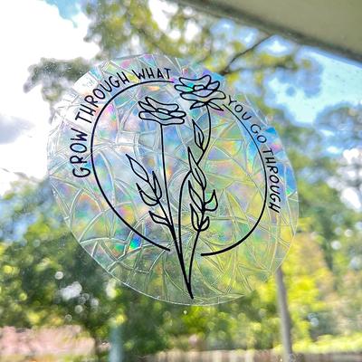 Grow Through Floral Sun Catcher Window Cling  Inspirational Sticker  Rainbow Maker - Yahoo Shopping