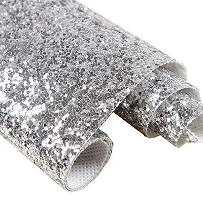 DHHOUSE Silver Chunky Glitter Wallpaper Peel and Stick,Removable