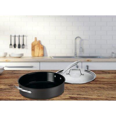 Vigor 14 Stainless Steel Fry Pan with Aluminum-Clad Bottom and Helper Handle