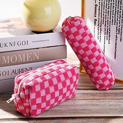  2Pcs Small Makeup Bag for Purse Checkered Cosmetic