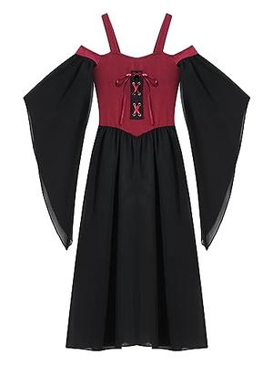 JEATHA Girls Medieval Renaissance Costume Long Sleeve Cold