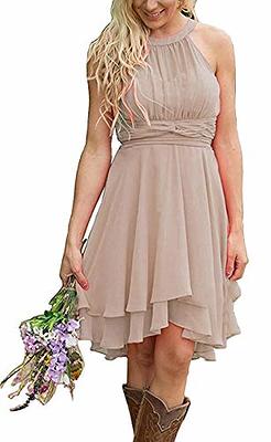 Meledy Women's Bridesmaid Dresses Short Strapless Chiffon Halter