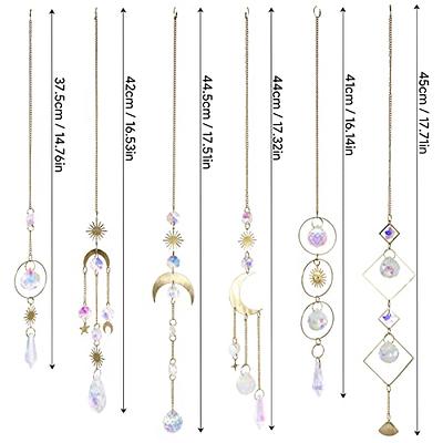 BBdis 6Pieces Crystals Suncatcher, Hanging Sun Catchers with Chain Pendant  Ornament Colorful Crystal Suncatchers Prisms for Window Home Wedding Party