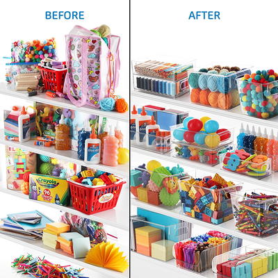 mDesign Fabric Nursery/Playroom Divided Drawer Organizer Storage Bin, 2 Pack - Navy/White