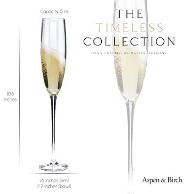 Aspen & Birch - Timeless Champagne Flutes Set of 6 - Champagne Glasses - Mimosa  Glasses, Premium Crystal Stemware, Clear, 5 oz, Hand Blown Glass Champagne  Flutes - Hand Crafted by Artisans - Yahoo Shopping