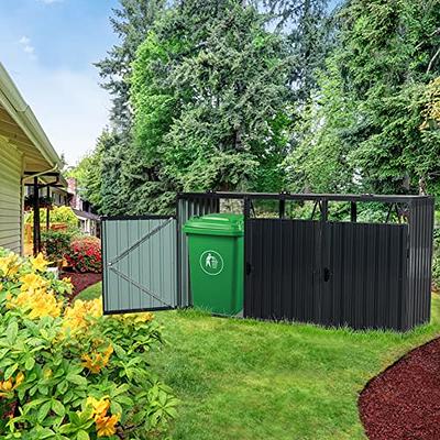 Suncast 30-Gallon Durable Hideaway Trash Waste Bin Container for Outdoor  with Solid Bottom Panel and Latching Lid, Cyberspace (4 Pack)