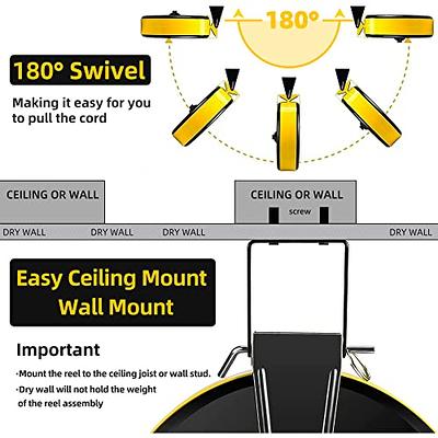 VEVOR Retractable Extension Reel, 50 FT Heavy Duty 14AWG/3C SJTOW Power  Cord with Lighted Triple Tap Outlet, 13 Amp Circuit Breaker, 180° Swivel  Bracket for Ceiling or Wall Mount, UL Listed, Black 