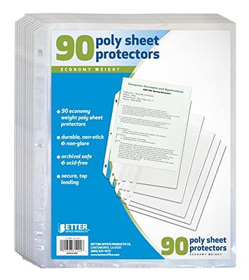 90 Count Sheet Protectors, 100 Percent Poly Sheet Protectors by Better  Office Products, 8.5 x 11, Top Loading Paper Protectors - Yahoo Shopping