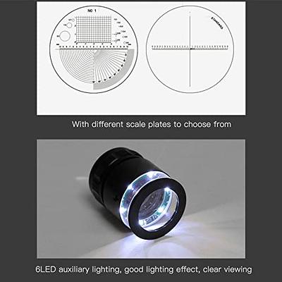 Rechargeable Loupe Magnifier, 60x Loupe Magnifier with 6 Led Lights,  Desktop Portable Magnifying Glass with White Led Light and Uv Light, Coin