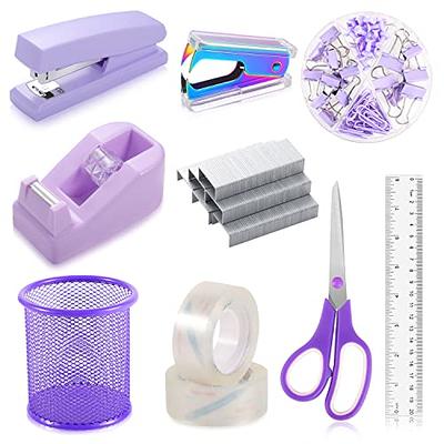 6 Pcs Bling Office Desk Accessories Set Crystal School Stationery Kit  Scissor Stapler with Staple, Tape Dispenser, Diamond Pen, Staple Remover,  Binder