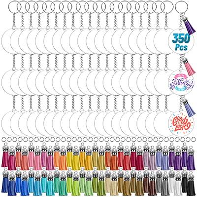 JIARON Acrylic Blank Keychains 200Pcs Acrylic Blank Keychain kits with 50  Pcs Acrylic Keychain Blanks 50 Pcs Keychain Tassels 50 Pcs Key Rings with  Chain and 50 Pcs Jump Rings for DIY Keychain