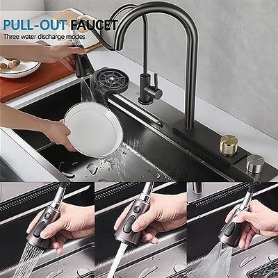 Waterfall Workstation Kitchen Sink Set with Digital Temperature Display & Knife Holder