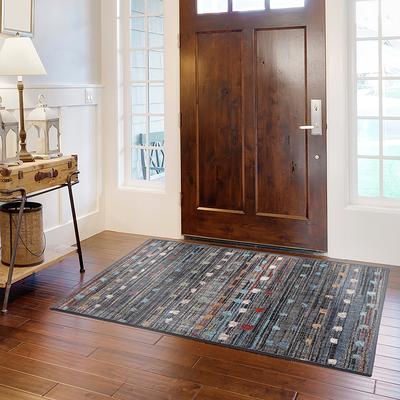 Origin 21 with STAINMASTER Quatro 8 X 10 Dark Blue Indoor Abstract Area Rug  in the Rugs department at