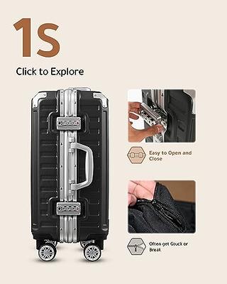  LUGGEX Hard Shell Checked Luggage with Aluminum Frame - 100%  PC No Zipper Suitcase with Spinner Wheels - 4 Metal Corner Hassle-Free