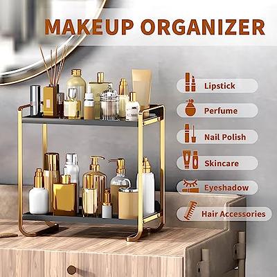 YIWANFW 2-Tier Bathroom Counter Organizer, Makeup Organizer and Storage for  Vanity Countertop, Perfume Organizer for Dresser, Metal Cosmetics Skincare Shelf  Organizer (Black Gold) - Yahoo Shopping