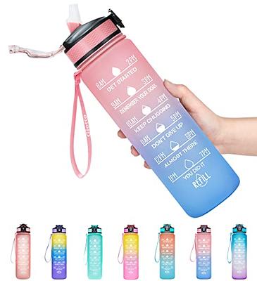Giotto 32oz Leakproof BPA Free Drinking Water Bottle with Time Marker & Straw to Ensure You Drink Enough Water Throughout The Day for Fitness and