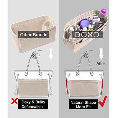 Doxo Purse Organizer Insert & Base Shaper 2pc Set, Felt Handbag & Tote Bag  Fit LV Graceful MM More(Beige,SL)