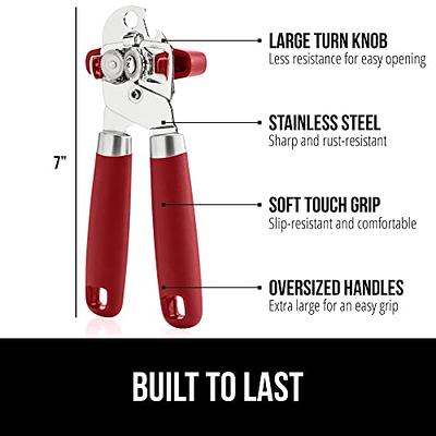 Stainless Steel Smooth Edge Manual Hand Held Can Opener Easy Turn Knob,Red