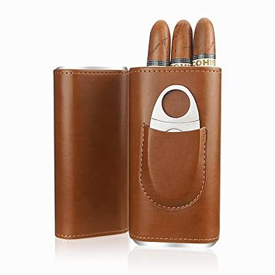 CiTree Cigar Travel Humidor, Cedar Wood Leather Cigar Case with Cigar  Accessories Gift Set, Brown