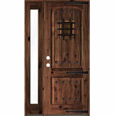 Krosswood Doors 36 in. x 80 in. Rustic Knotty Alder Arch Top V