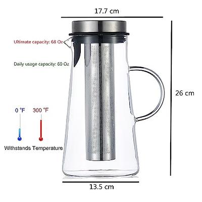 Borosilicate Glass Fruit Water Infusion Pitcher Stainless Steel