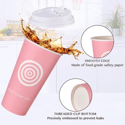 [50 Pack] 20 oz Paper Coffee Cups, Disposable Paper Coffee Cup with Lids,  Sleeves, and Stirrers, Hot/Cold Beverage Drinking Cup for Water, Juice