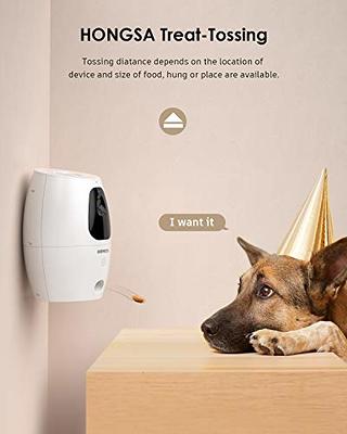 Smart Pet Camera with Treat Dispenser & Tossing, Dog Cat Camera, 2.4G WiFi,  1080P Night Vision Camera, Live Video, 2 Way Audio Communication Designed  for Dogs and Cats (HONGSA Pet Camera) 