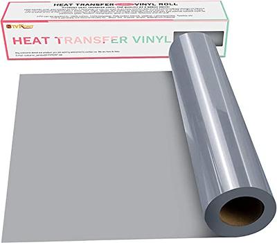 HTVRONT HTV Vinyl Rolls Heat Transfer Vinyl - 12 x 15ft Silver HTV Vinyl  for Shirts, Iron