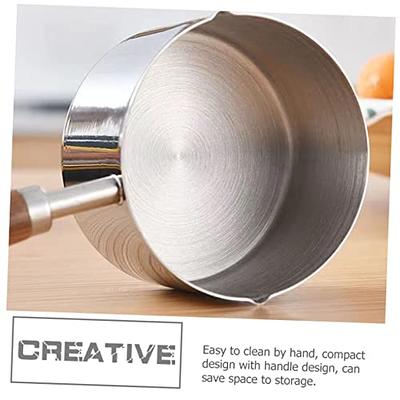 Stainless Steel Milk Pot Milk Pan with Lid Boiling Pot for Coffee or  Porridge - 18cm 