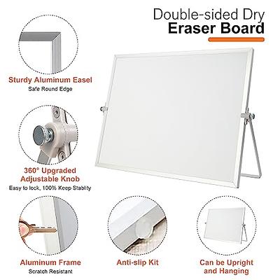 Dry Erase White Board - 12''x16'' Magnetic Large Desktop Whiteboard with  Stand, Portable Double-Sided White Board with 10 Markers, 4 Magnets, 1