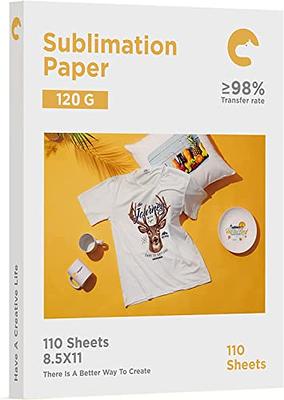 Hiipoo Sublimation Paper 8.5x11 Inch, Work with Sublimation Ink and E  Sawgrass Inkjet Printers for Mugs T-Shirts Light Fabric and Other  Sublimation Blanks (110 Sheets, 120G) (A-8.5x11) - Yahoo Shopping